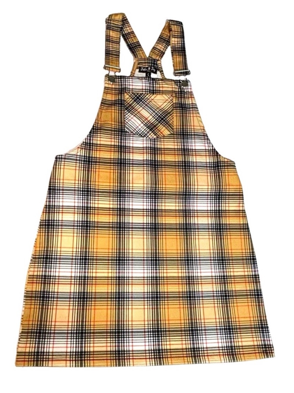 Jolie and Joy Women’s Plaid Overall Dress in Size Large with Pockets